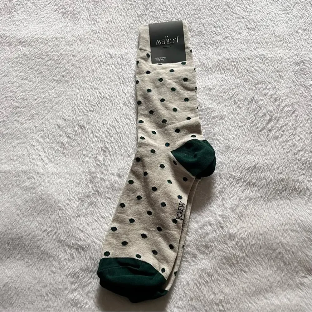 J.Crew Men’s Gray and Green Dot Socks NWT OS